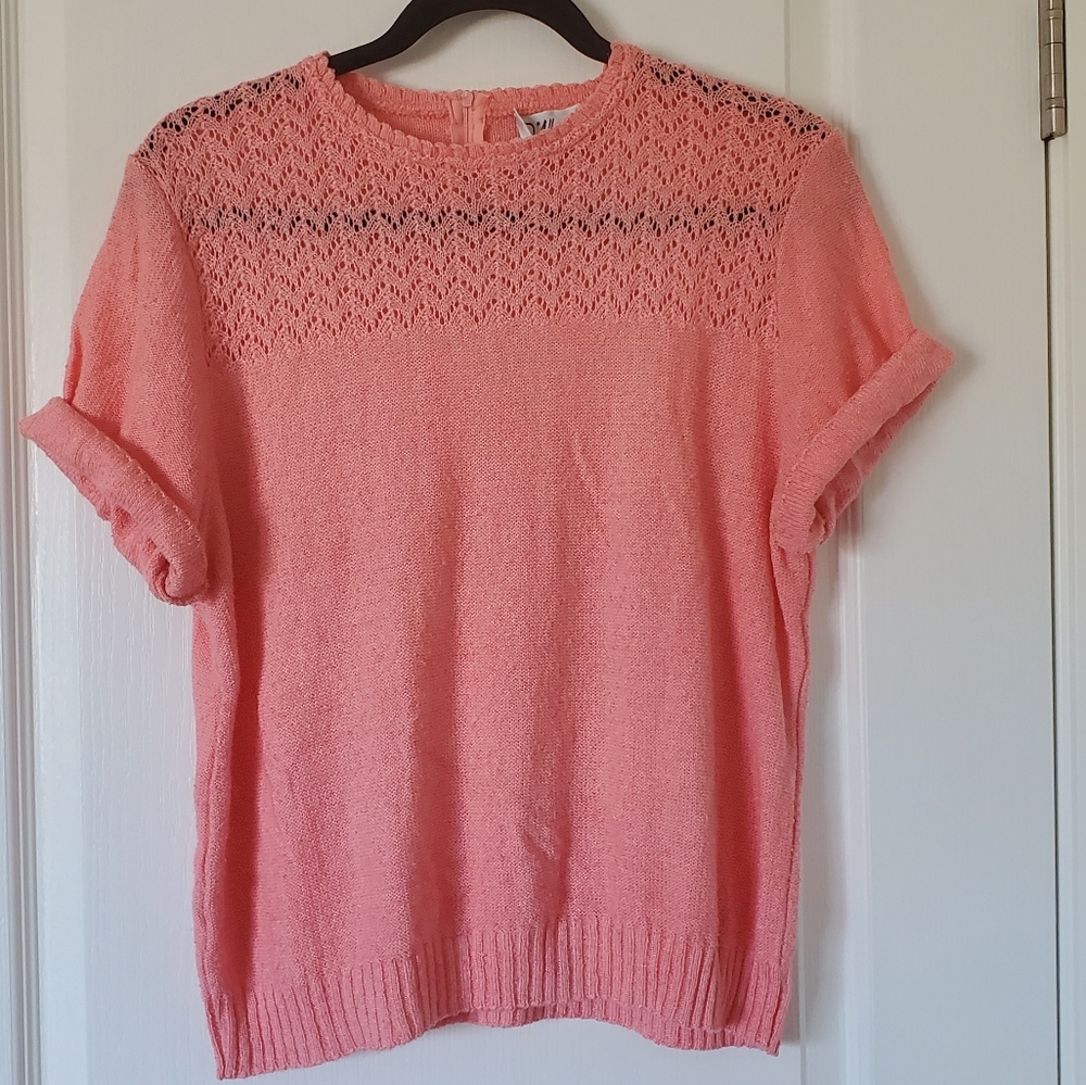 Vintage D'ALLAIRD'S Pointelle Knit Shirt Sz L